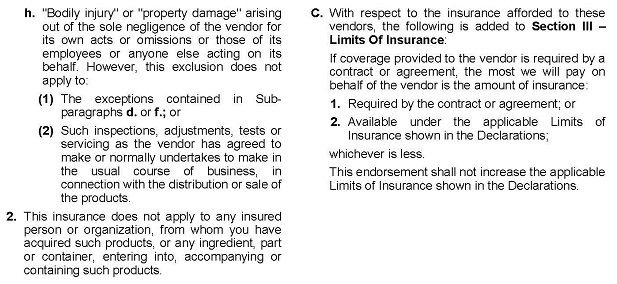 Sample Form 8 - Additional Insured Vendors Page 2 enlarged