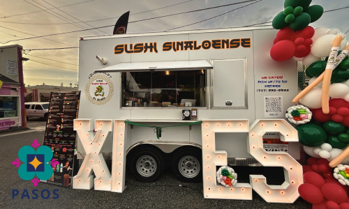 Food getting served from a food truck